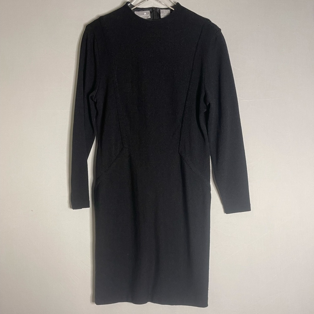 LIZ Claiborne Little Black Knit Sweater‎ Dress High Neck Large